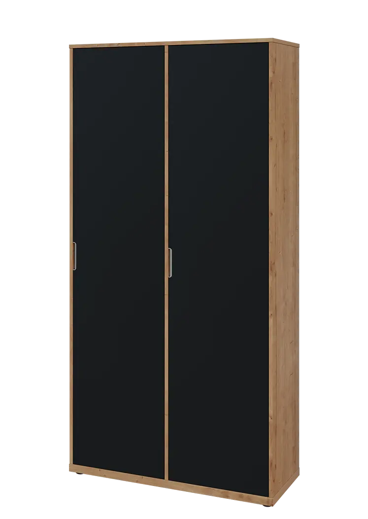 KSR6-81 P skříň šatní, 2x výsuvné ramínko, 2053x1022x400 mm, provedení pravé, dub lite/černá